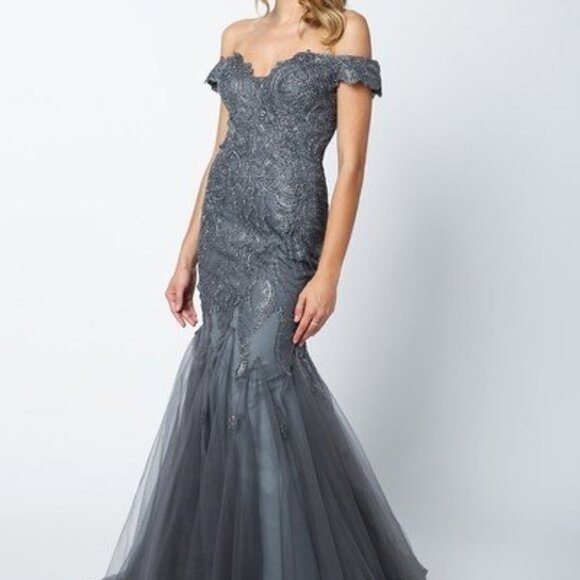 Sequined Off Shoulder Mermaid Dress JT693